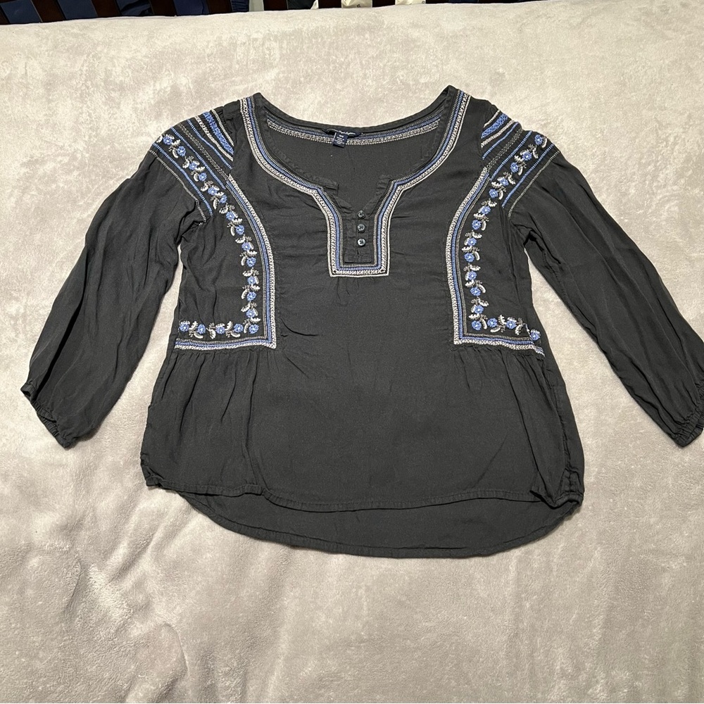 American Eagle Boho Long Sleeve Top - Grey